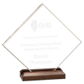 Clear Acrylic Diamond with Walnut Base