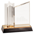 7" Clear Star Column Acrylic with Clear Plaqueue and Gold/Black Base