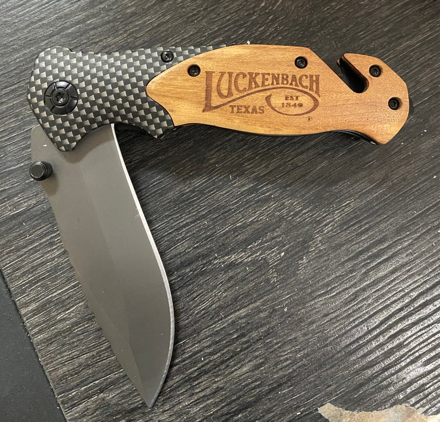 Wooden Handle Folding Knife with Cutting Hook