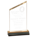 4 1/2" x 8" Gold Reflection Beveled Peak Acrylic with 5 1/2" Gold Mirror Base